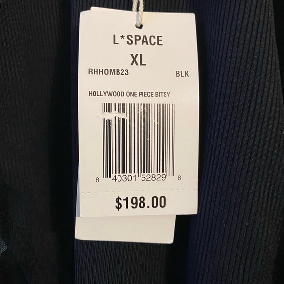 L*Space Elegant Hollywood Mesh Sides Black Swimwear One Piece Size XL - Picture 9 of 13